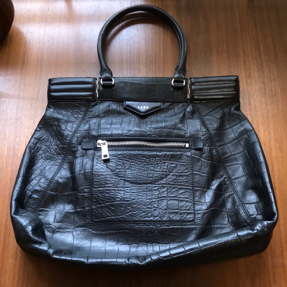 8/25 LAST DAY📦 L.A.M.B. Large Leather Tote Bag - Black
